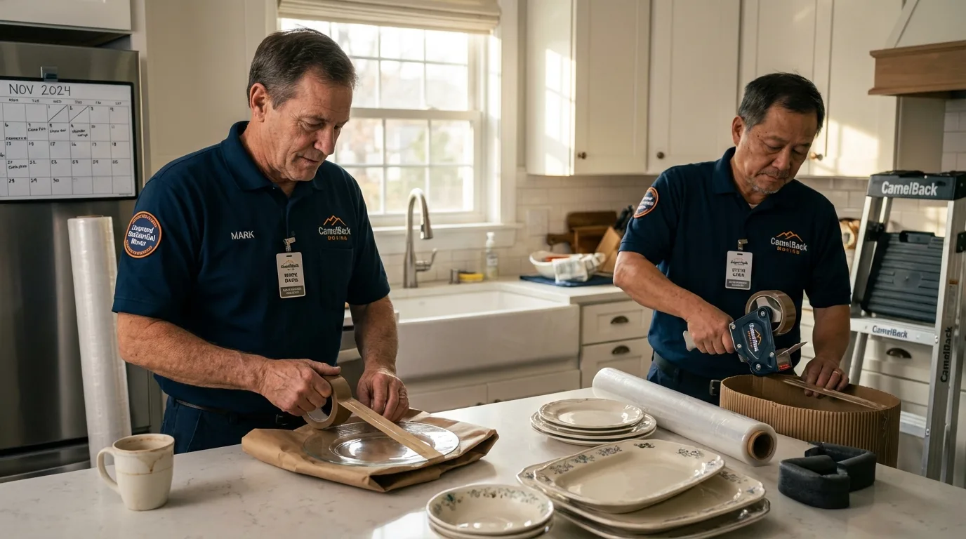 Professional crew packing kitchen dishware in Matawan, NJ